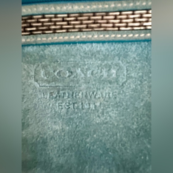 Coach teal blue suede wristlet with beading design. - Picture 4 of 4